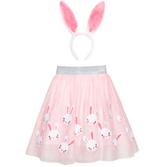 Girls Dress Easter Egg Hunter Bunny Skirt Rabbit Bunny Headband Size 2-10 Years