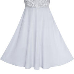 Girls Dress Gray Chiffon Bridesmaid Maxi Ball Gown Size 6-14 Years