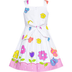 Girls Dress Cotton Casual Bow Tie Butterfly Sundress Size 2-8 Years