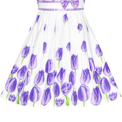 Girls Dress Purple Tulip Festival Dress Casual Floral Size 4-12 Years