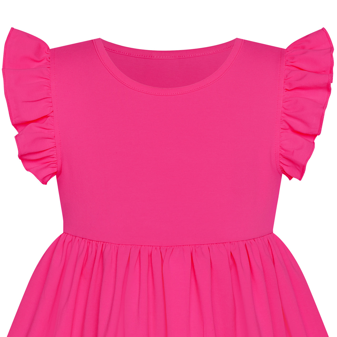 Girls Dress Deep Casual Cotton Flying Sleeve Balloon Size 3-8 Years