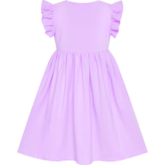 Girls Dress Deep Purple Casual Cotton Flying Sleeve Balloon Size 3-7 Years