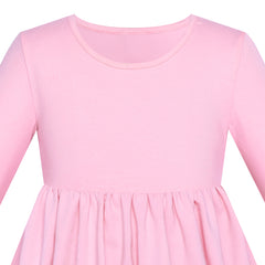 Girls Dress Pink Casual Cotton Long Sleeve Dress Size 3-8 Years