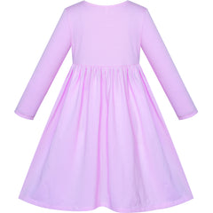 Girls Dress Purple Casual Cotton Long Sleeve Dress Size 3-8 Years