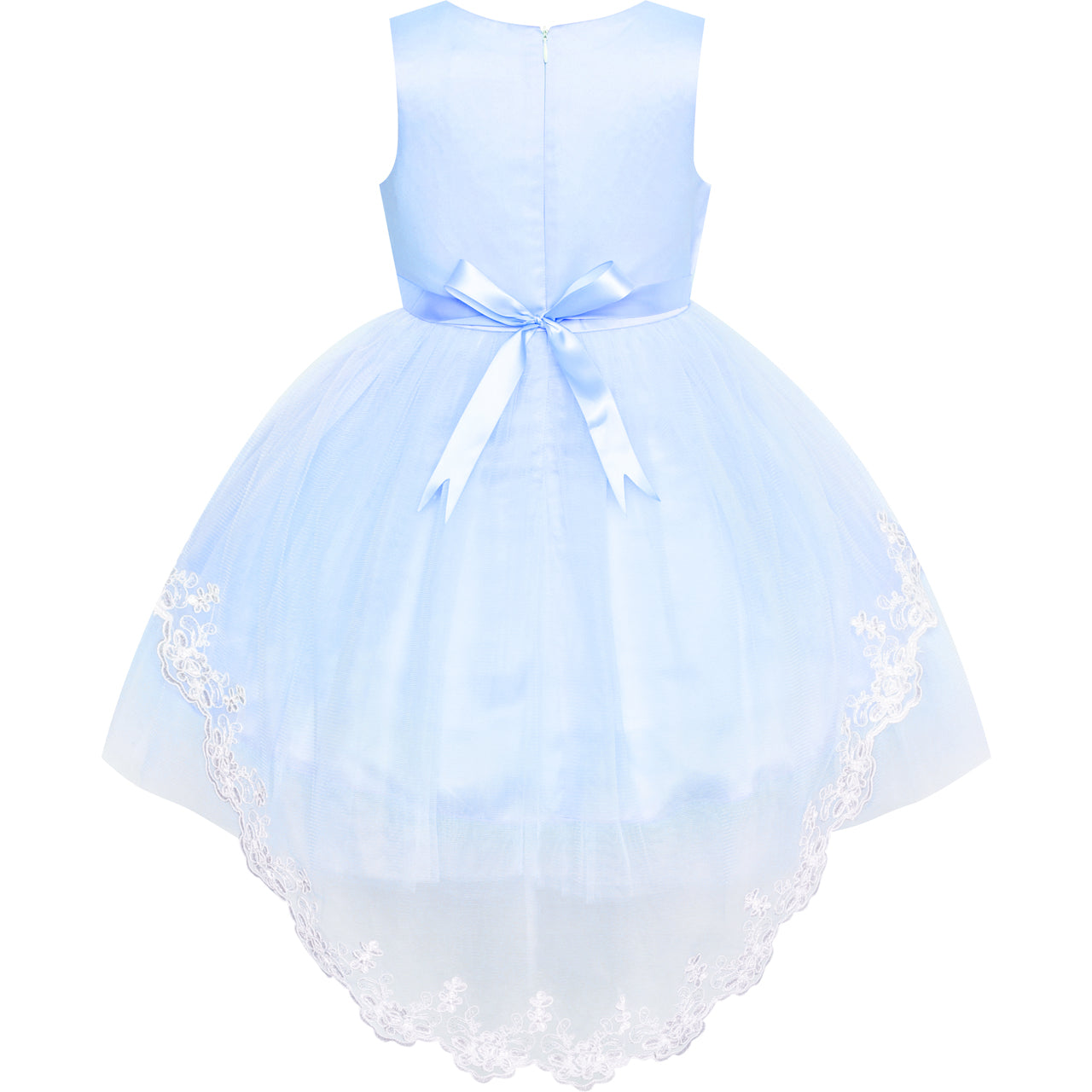 Flower Girl Dress Lace Hi-low Skirt Wedding Pageant Size 6-14 Years