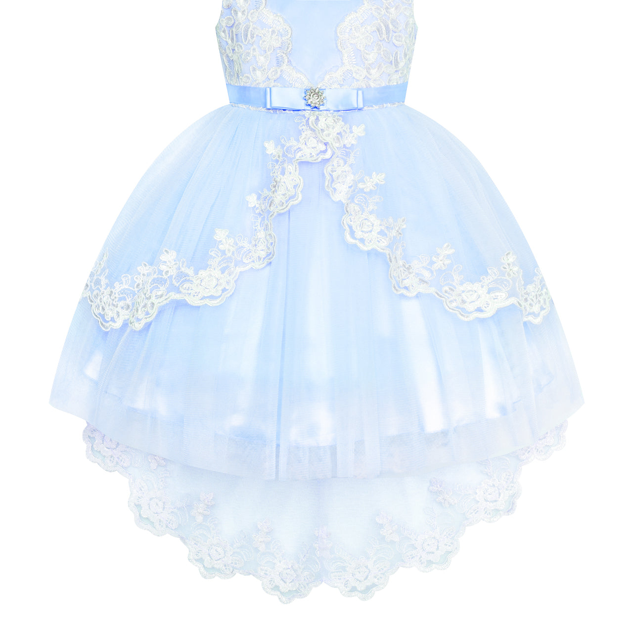 Flower Girl Dress Lace Hi-low Skirt Wedding Pageant Size 6-14 Years