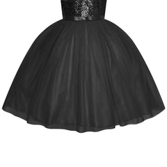 Flower Girl Dress Sleeveless Black Ball Gown Wedding Pageant Size 6-12 Years