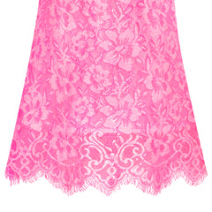 Girls Dress Lace Wave Hem Deep Pink Elegant Party Size 5-10 Years