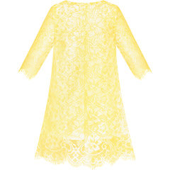 Girls Dress Lace Wave Hem Yellow Elegant Party Size 5-10 Years