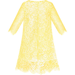 Girls Dress Lace Wave Hem Yellow Elegant Party Size 5-10 Years