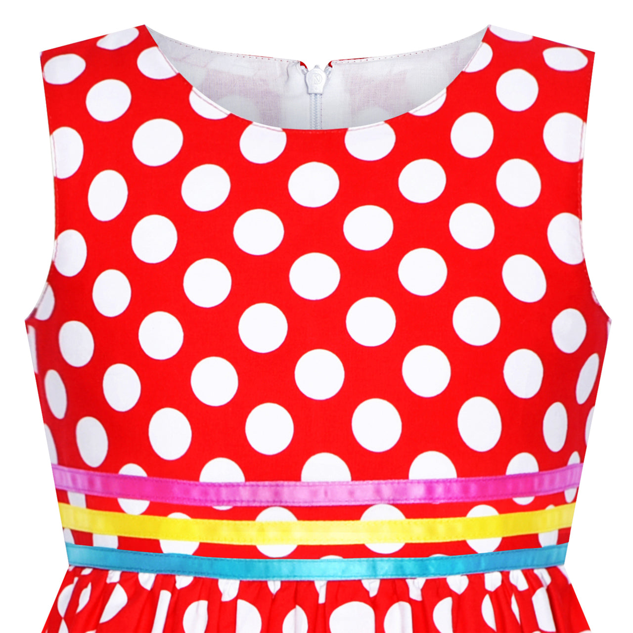 Girls Dress Red Polka Dot Cotton Casual Sundress Size 2-10 Years