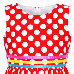 Girls Dress Red Polka Dot Cotton Casual Sundress Size 2-10 Years