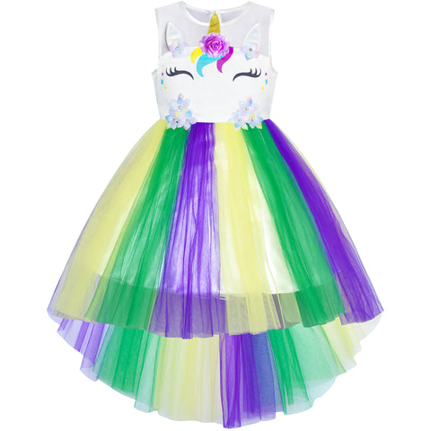 Girls Dress Unicorn Costume Mardi Gras Festival Parade Size 4-10 Years
