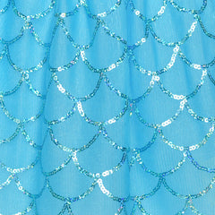 Girls Skirt Blue Sequins Mermaid Headband Tutu Dancing Size 2-10 Years