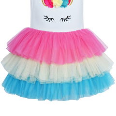 Girls Dress Tutu Dancing Unicorn Headband Birthday Size 3-7 Years