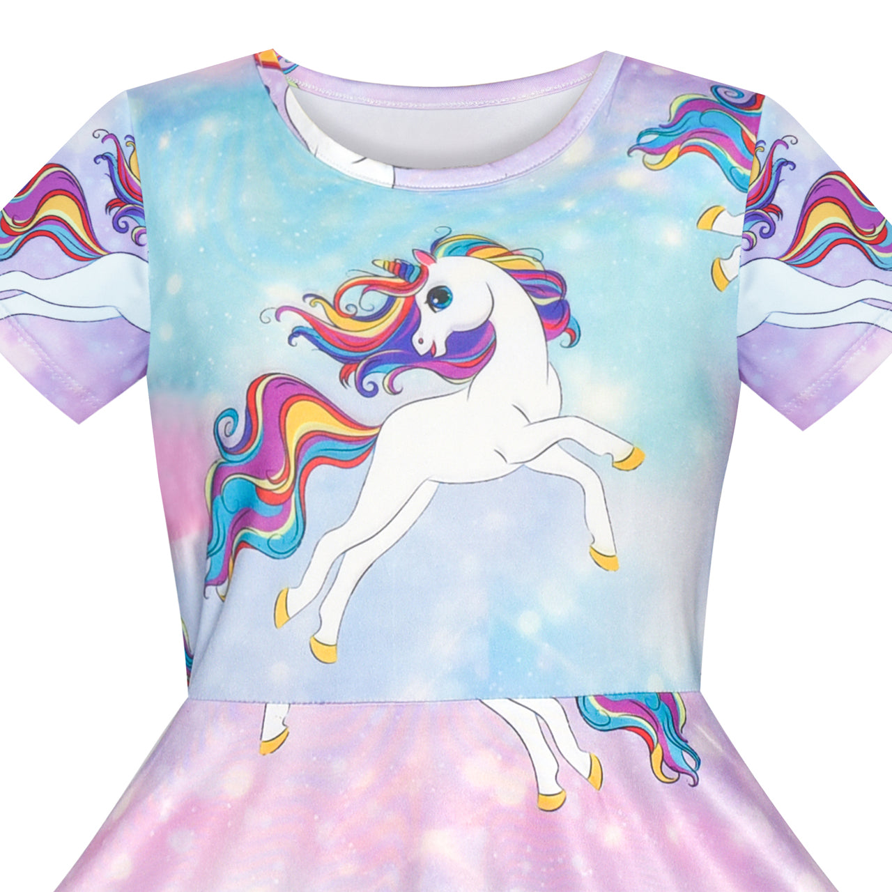 Girls Dress Unicorn Short Sleeve Casual Dress Size 4-12 Years