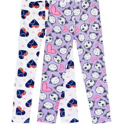 Girls Pants 2-Pack Casual Leggings Heart National Day Kitty Size 3-7 Years