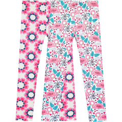 Girls Pants 2-Pack Casual Leggings Flower Floral Size 3-7 Years