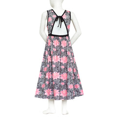 Girls Dress Tie Back Flower Black Pink Casual Dress Party Size 6-12 Years