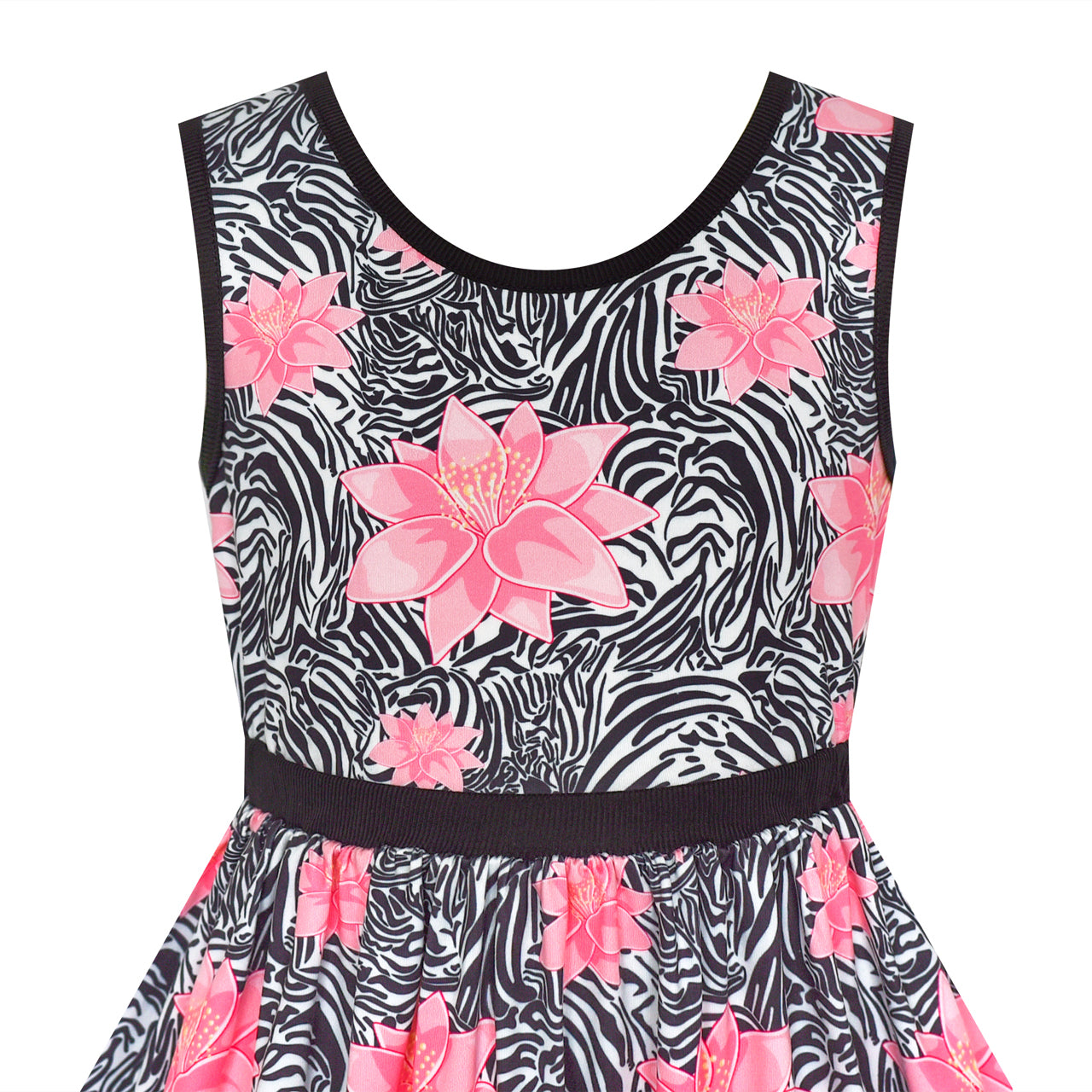 Girls Dress Tie Back Flower Casual Dress Party Size 4-14 Years