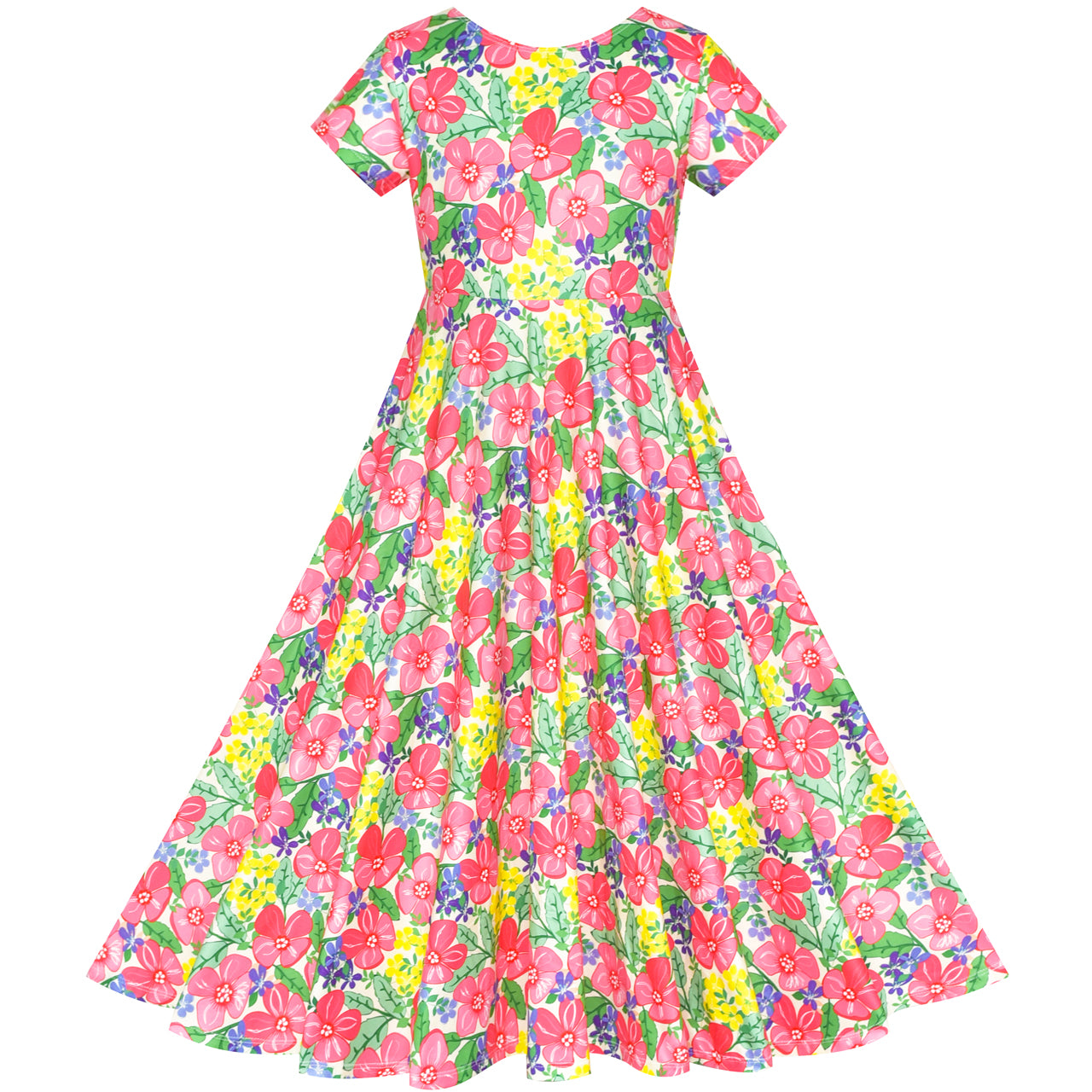 Girls Dress Floral Maxi Dress Open Back Bow Tie Casual Size 4-10 Years