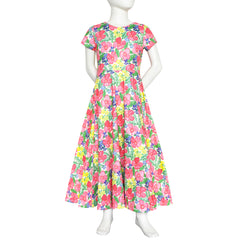 Girls Dress Floral Maxi Dress Open Back Bow Tie Casual Size 4-8 Years