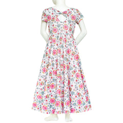 Girls Dress Floral Casual Maxi Dress Short Sleeve Open Back Size 4-8 Years