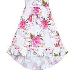 Girls Dress Floral Night Gown Sleepwear Open Back Sundress Size 4-8 Years