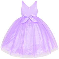 Flower Girl Dress Ball Gown Purple Wedding Bridesmaid Pageant Size 4-10 Years