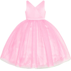 Flower Girl Dress Pink Wedding Party Bridesmaid Pageant Size 4-10 Years