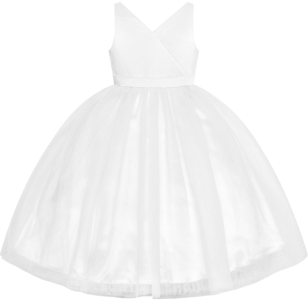 Flower Girl Dress Off White Wedding Party Bridesmaid Pageant Size 4-10 Years