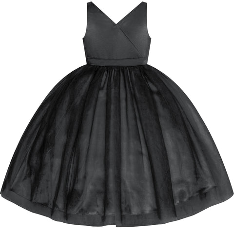 Flower Girl Dress Black Funeral Ball Gown Party Pageant Size 4-10 Years