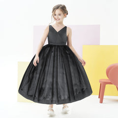 Flower Girl Dress Black Funeral Ball Gown Party Pageant Size 4-10 Years