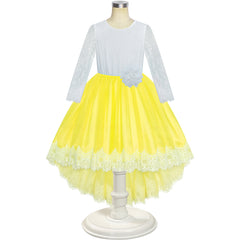 Flower Girl Dress Yellow Hi-low Lace Party Wedding Size 6-14 Years