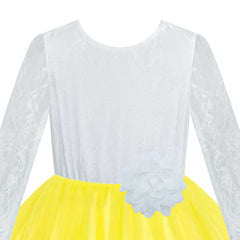 Flower Girl Dress Yellow Hi-low Lace Party Wedding Size 6-14 Years