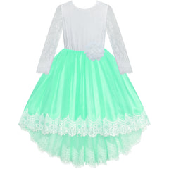 Flower Girl Dress Green Hi-low Lace Party Wedding Size 6-14 Years