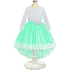 Flower Girl Dress Green Hi-low Lace Party Wedding Size 6-14 Years