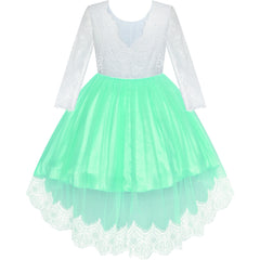 Flower Girl Dress Green Hi-low Lace Party Wedding Size 6-14 Years