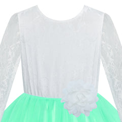 Flower Girl Dress Green Hi-low Lace Party Wedding Size 6-14 Years