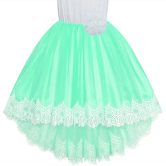 Flower Girl Dress Green Hi-low Lace Party Wedding Size 6-14 Years
