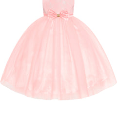 Flower Girl Dress Light Pink Lace Long Sleeve Wedding Size 6-12 Years