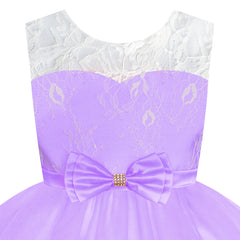 Flower Girl Dress Sleeveless Purple Lace Sleeveless Wedding Size 6-12 Years