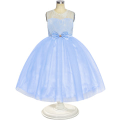 Flower Girl Dress Sleeveless Blue Lace Sleeveless Wedding Size 6-12 Years