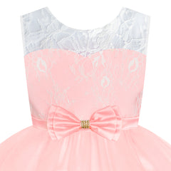 Flower Girl Dress Sleeveless Light Pink Lace Wedding Size 6-12 Years