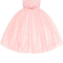 Flower Girl Dress Sleeveless Light Pink Lace Wedding Size 6-12 Years