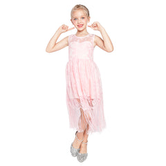 Girls Dress Blush Pink Flapper Vintage 1920s Tassel Lace Size 6-16 Years