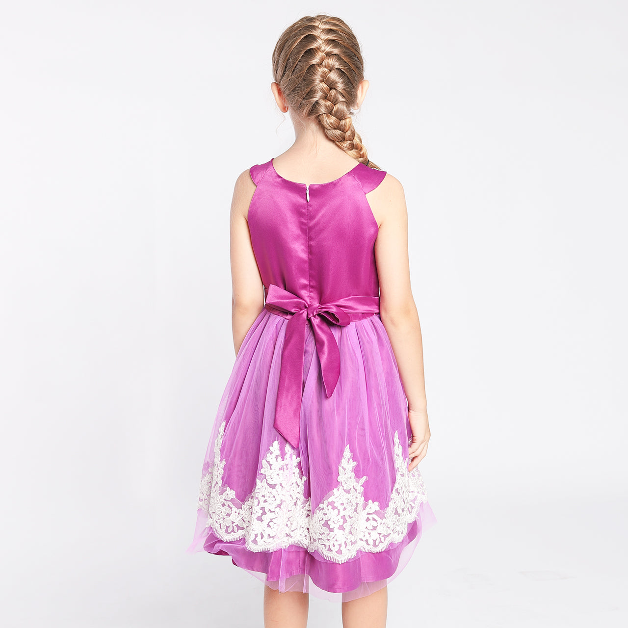 Girls Dress Vintage Flower Lace Wedding Party Size 7-14 Years