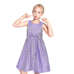 Girls Dress Vintage Gray Fit Flare Jacquard Satin Fabric Party Size 5-12 Years