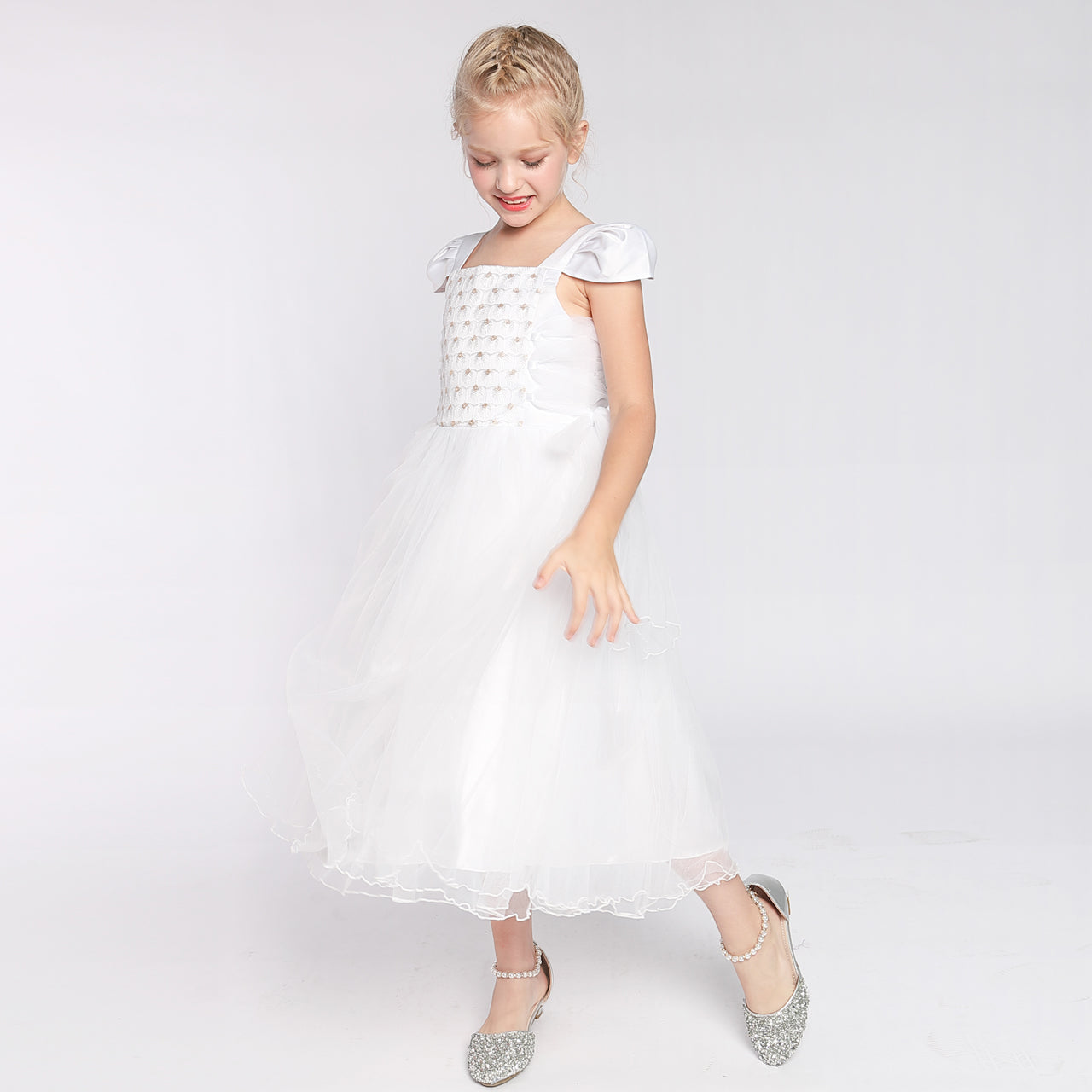Girls Dress Cap Sleeve Wedding Party Bridesmaid Church Size 6-12 Years