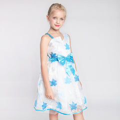 Girls Dress One Shoulder Blue Maple Leaf Tulle Party Size 6-12 Years